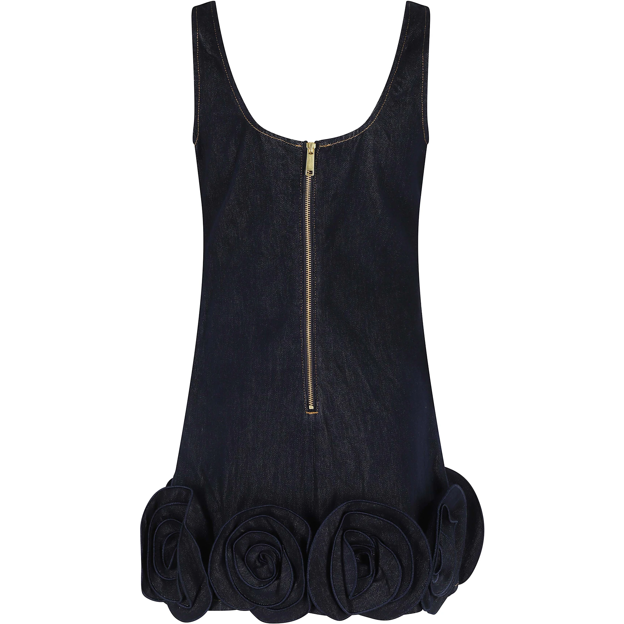 INDIGO DENIM 3D FLOWER MINI DRESS