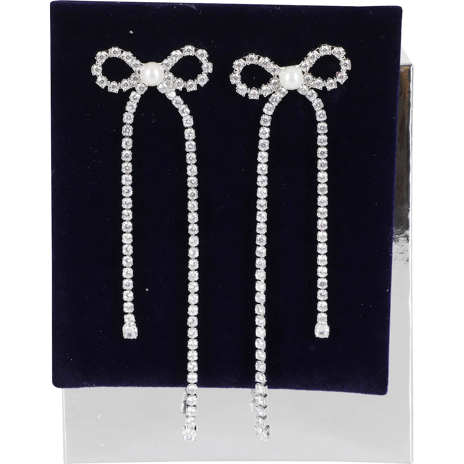 CRYSTAL DROPLET BOW EARRINGS