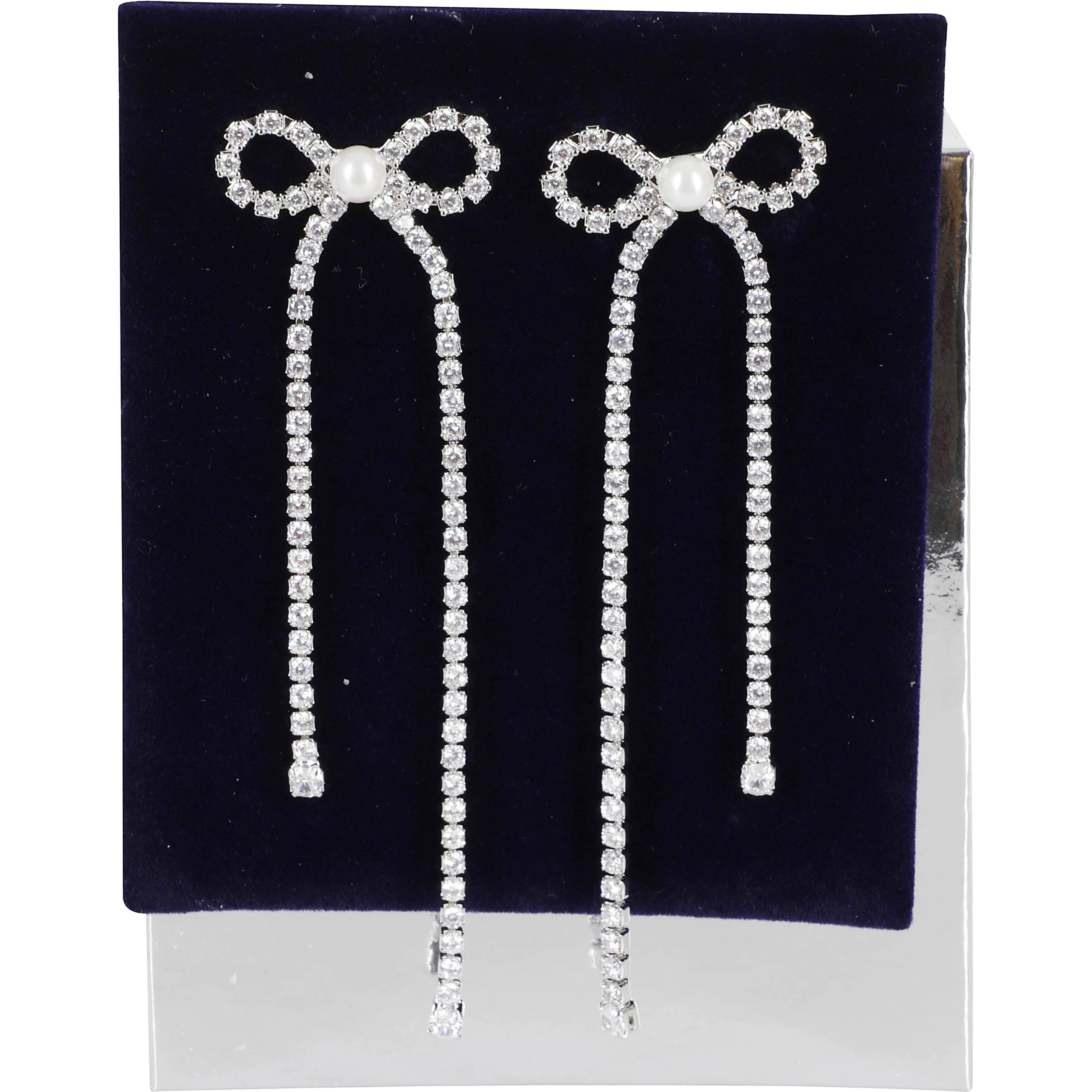 CRYSTAL DROPLET BOW EARRINGS