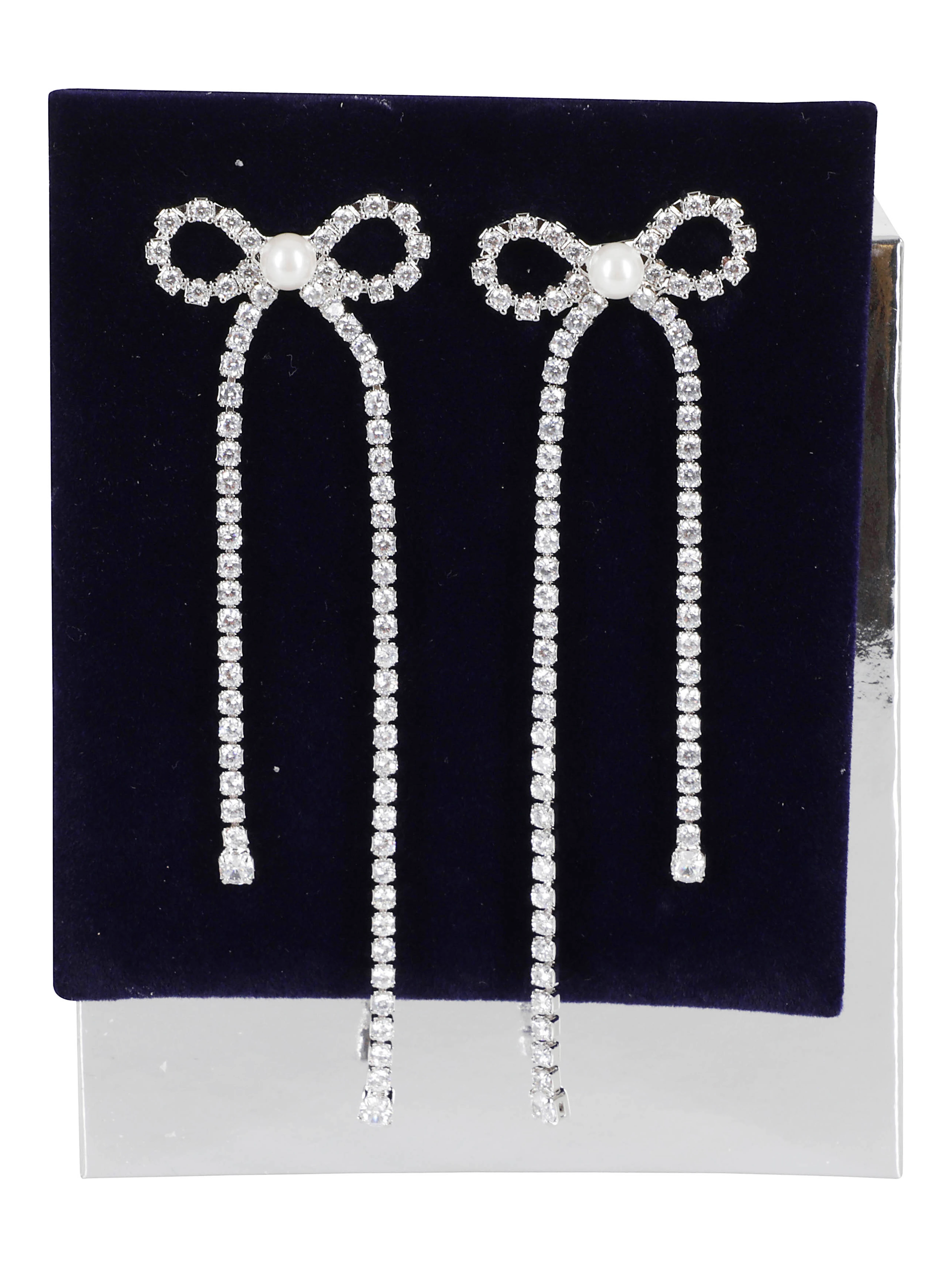CRYSTAL DROPLET BOW EARRINGS