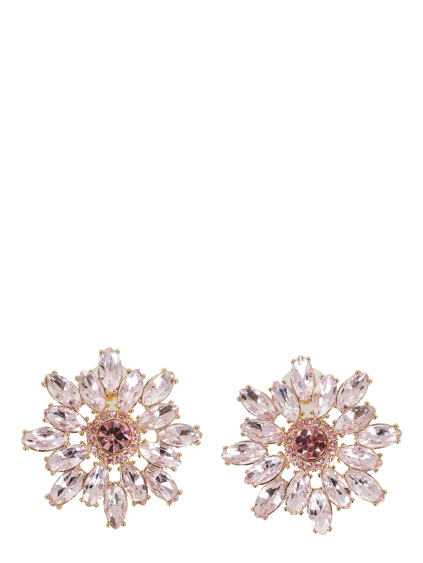 PINK CRYSTAL FLOWER EARRINGS