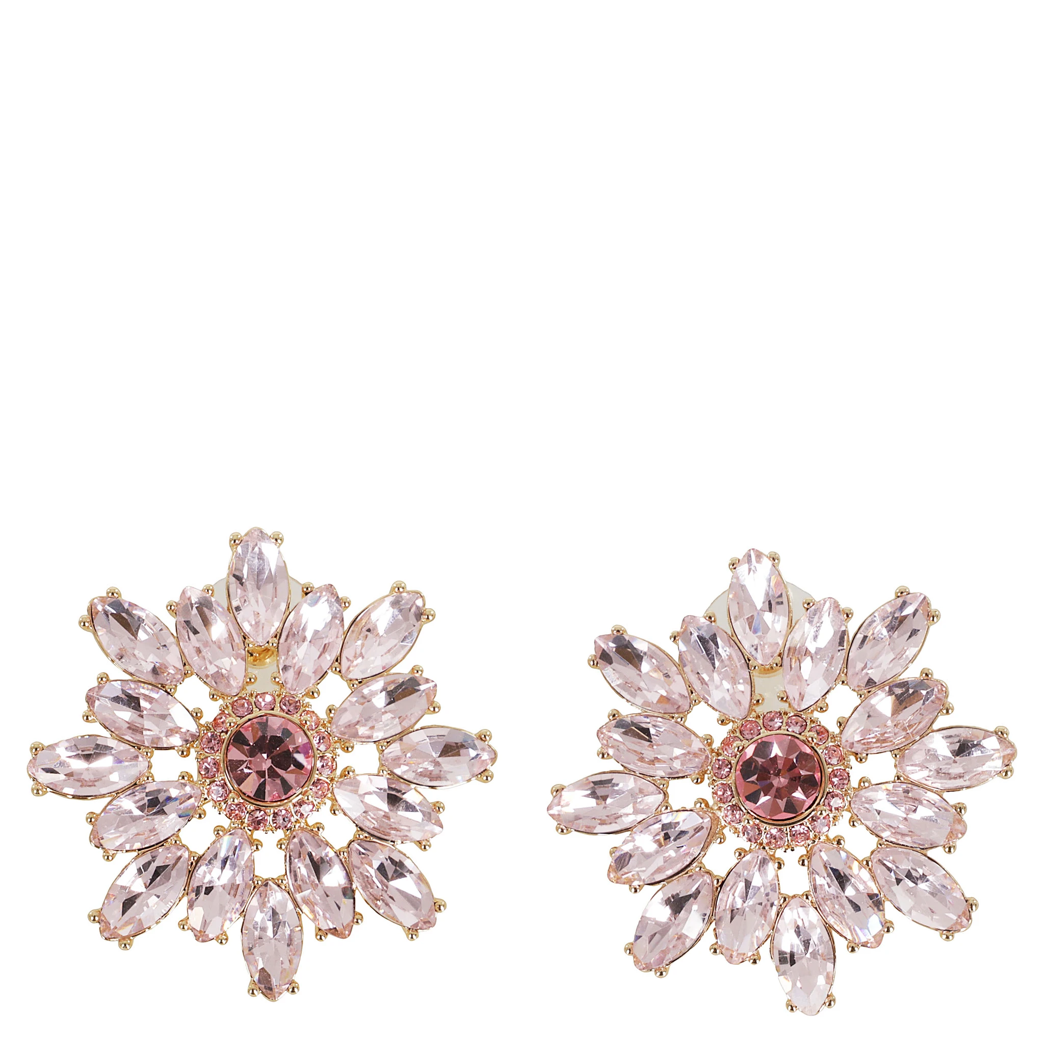 PINK CRYSTAL FLOWER EARRINGS