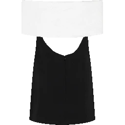 BLACK CREPE FLOWER MINI DRESS