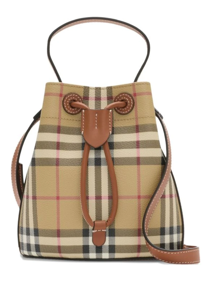 Mini check bucket bag