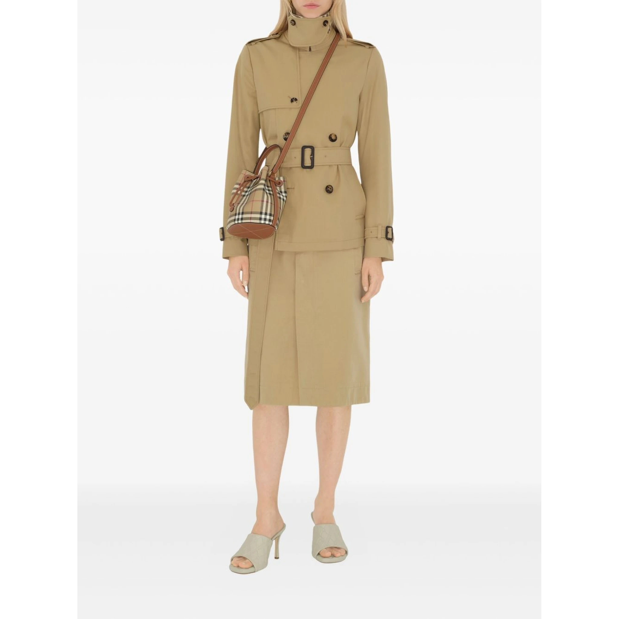 Mini check bucket bag