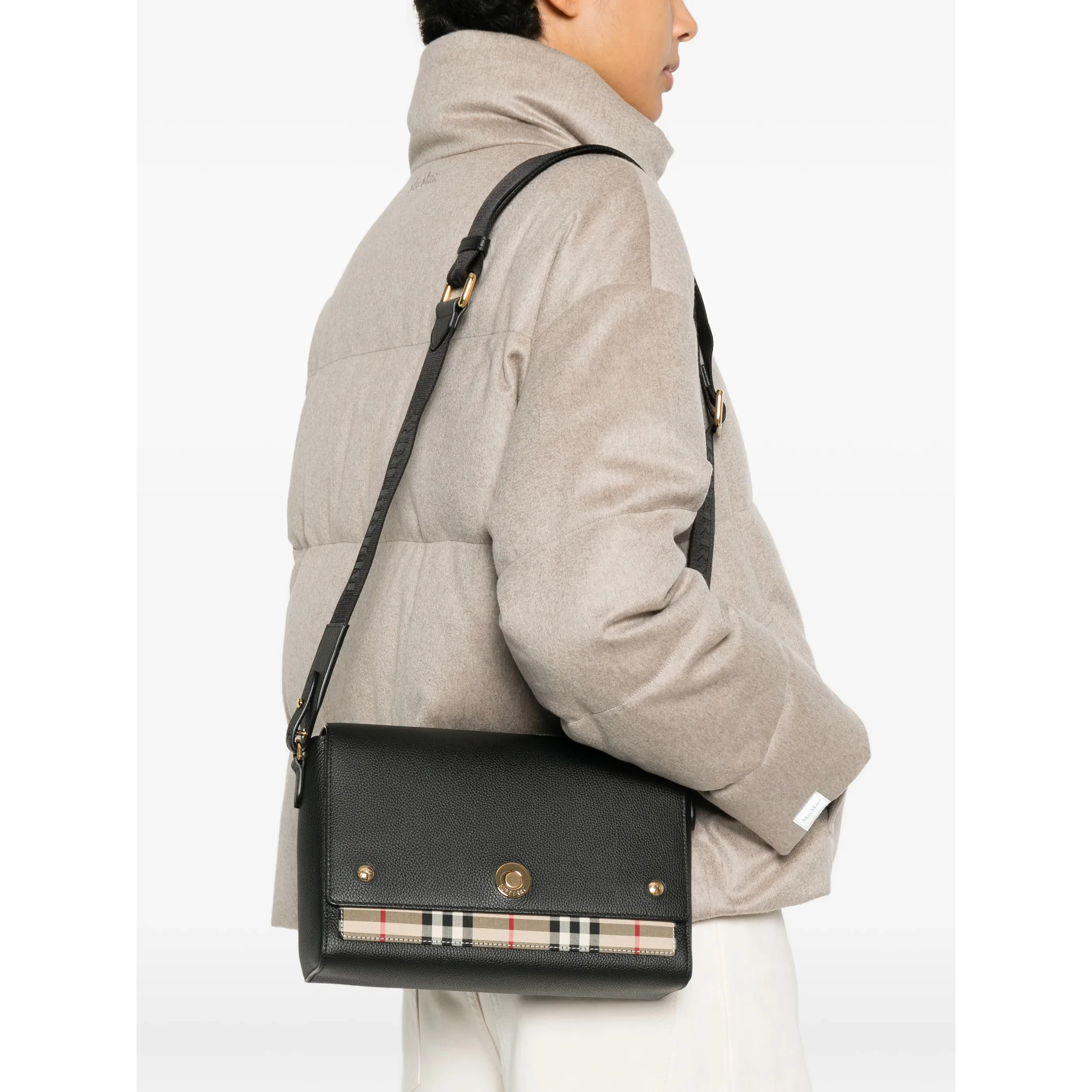 Note Medium Leather & Vintage Check Crossbody Bag