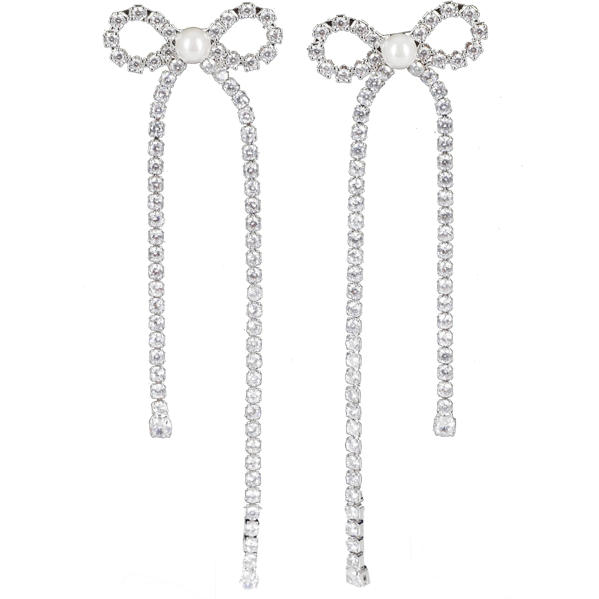 CRYSTAL DROPLET BOW EARRINGS
