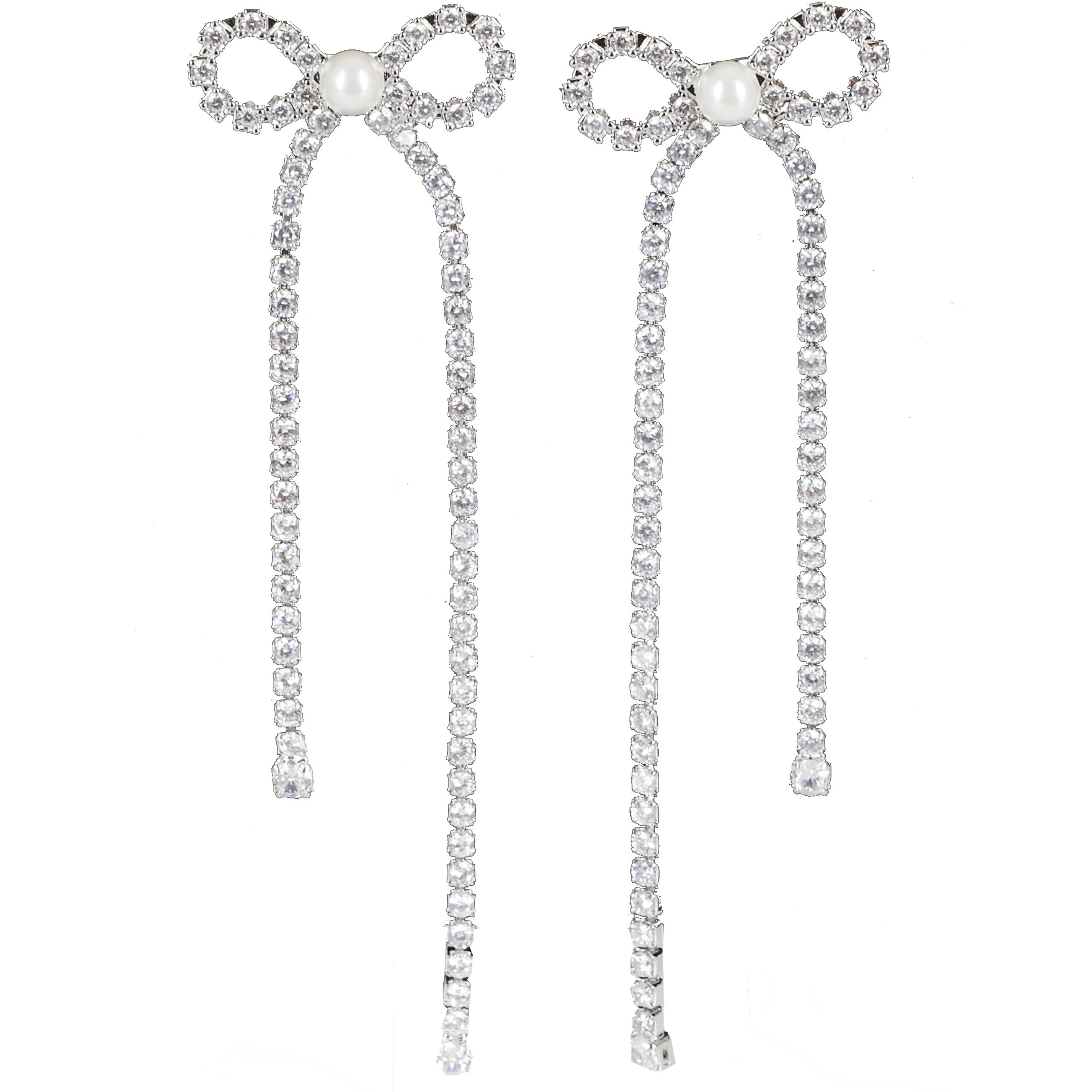 CRYSTAL DROPLET BOW EARRINGS