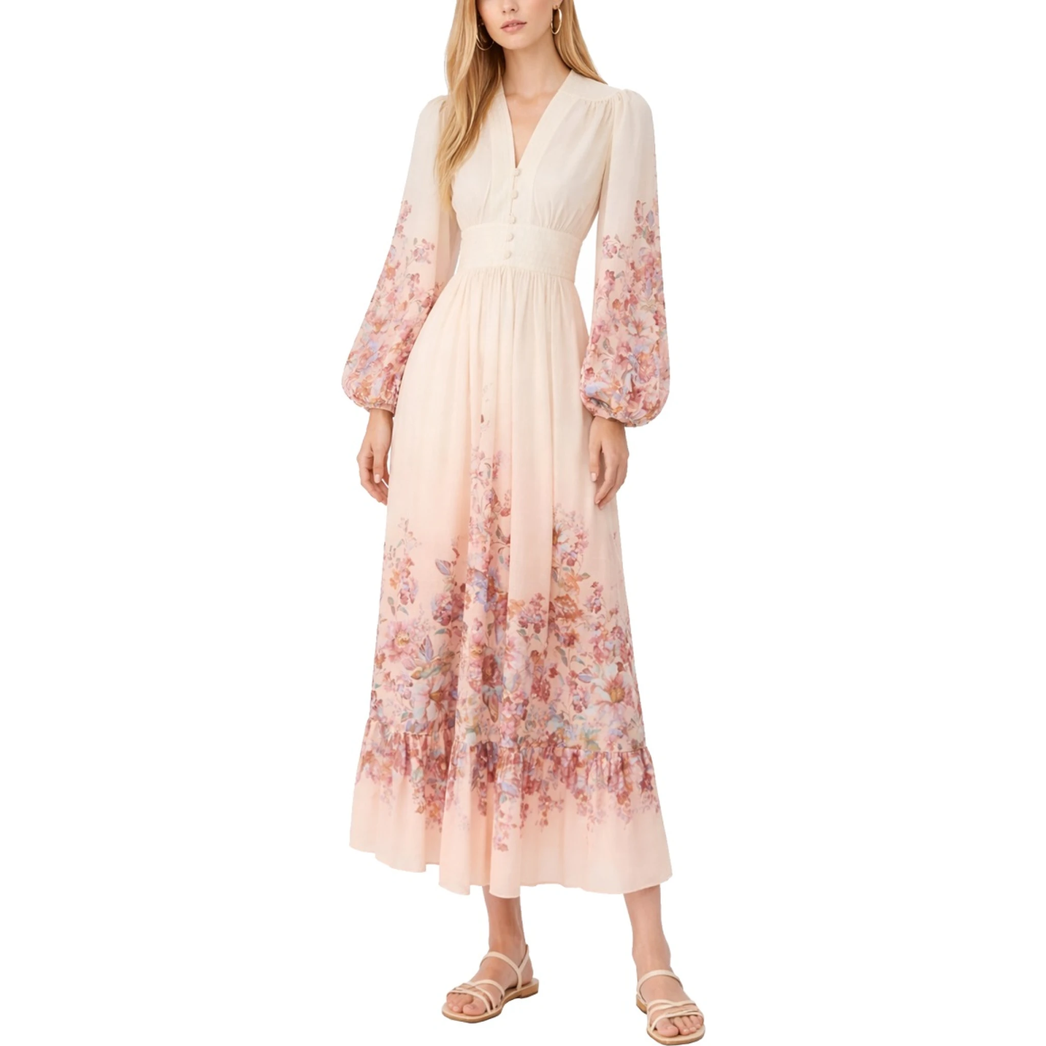 V-NECK LONG DRESS