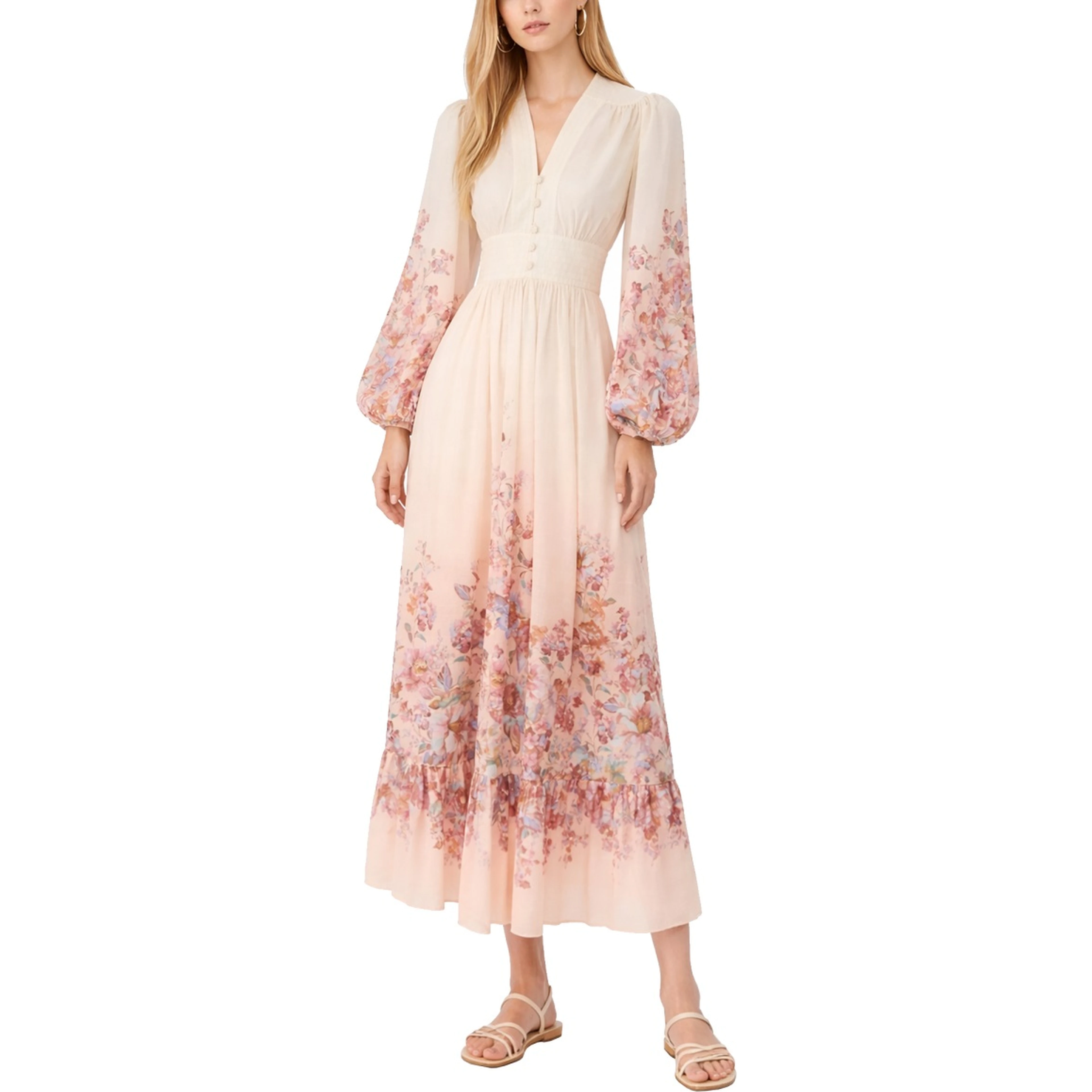 V-NECK LONG DRESS