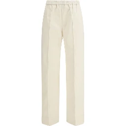 Cream Cotton Casual Pants