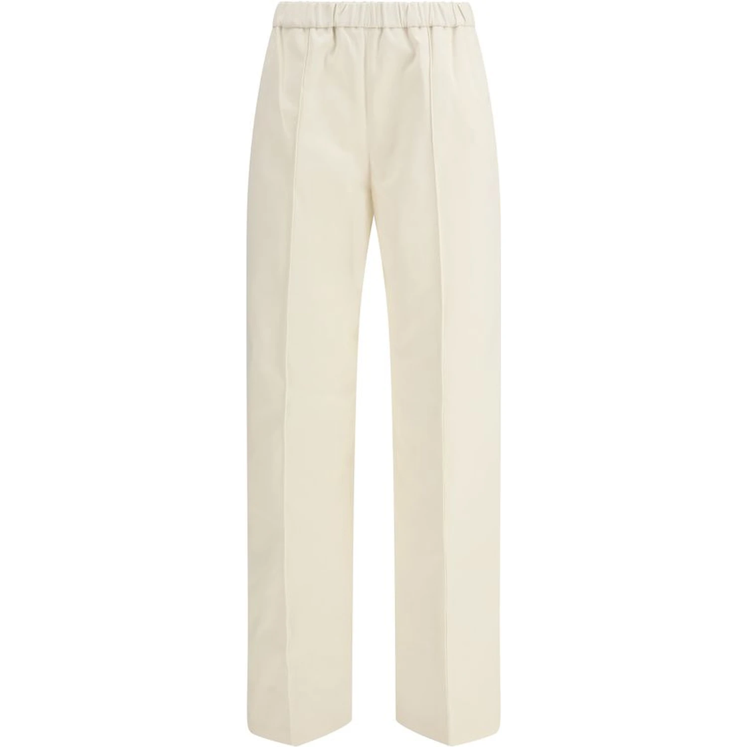 Cream Cotton Casual Pants