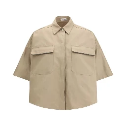 Beige Cotton Shortsleeve Shirt
