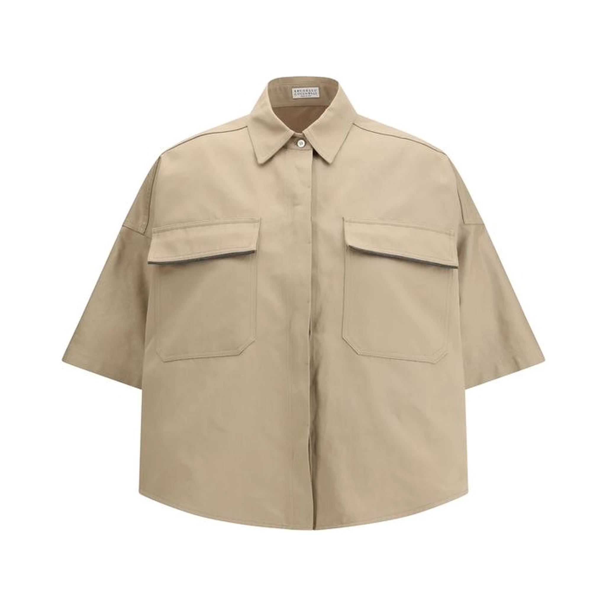 Beige Cotton Shortsleeve Shirt