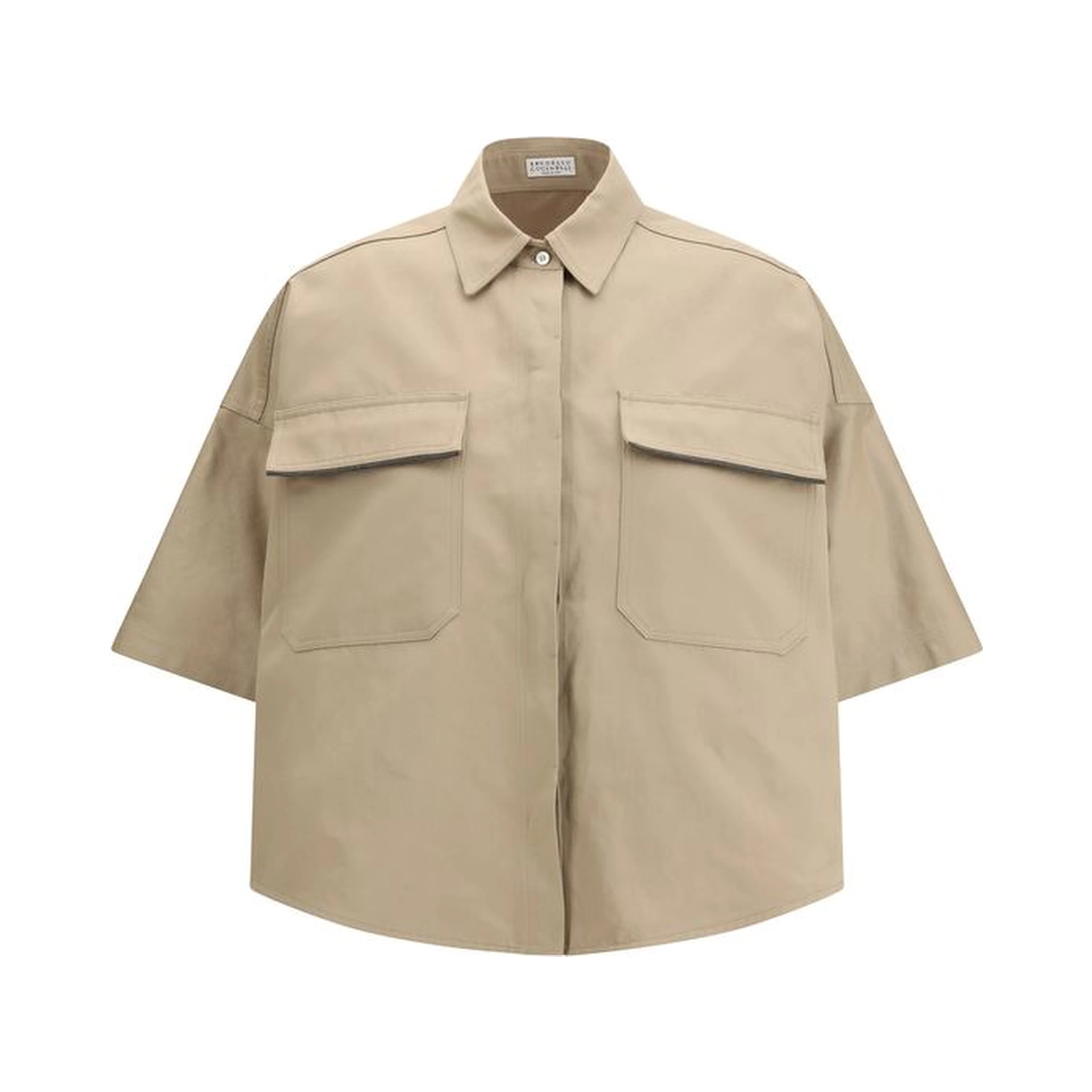 Beige Cotton Shortsleeve Shirt