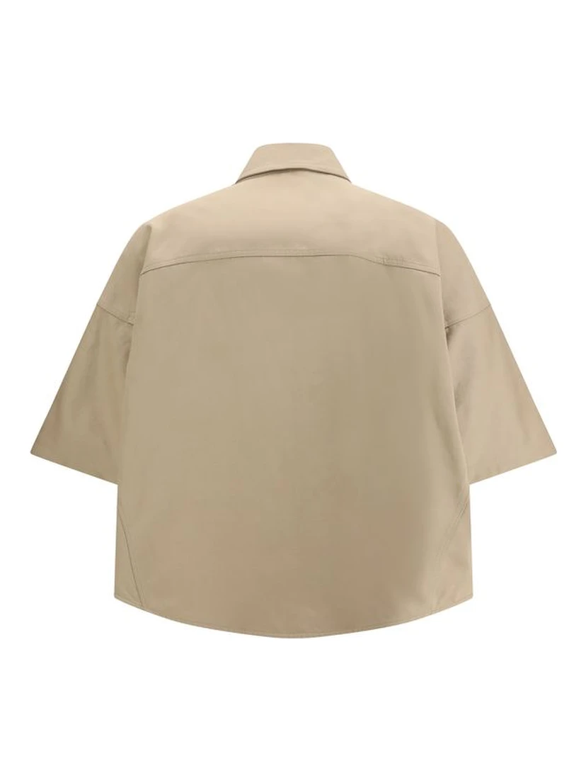Beige Cotton Shortsleeve Shirt