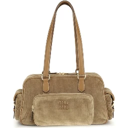 Beige Cotton Shoulder Bag