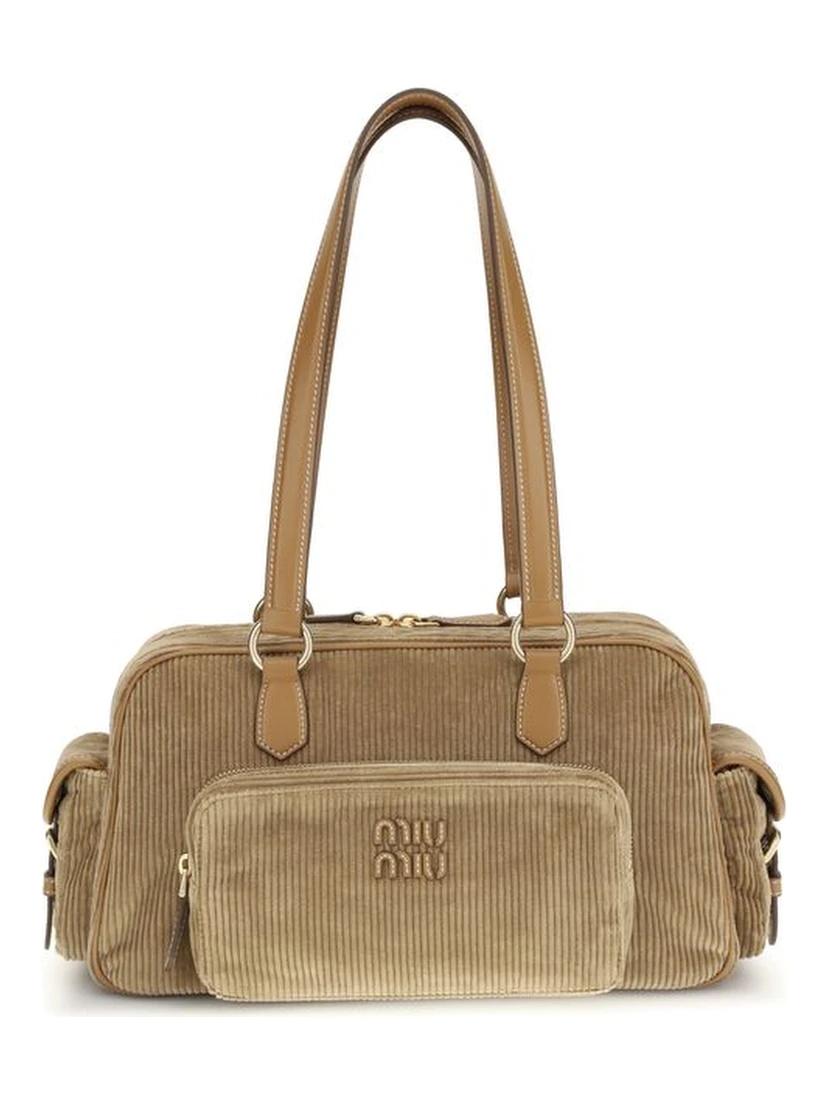 Beige Cotton Shoulder Bag