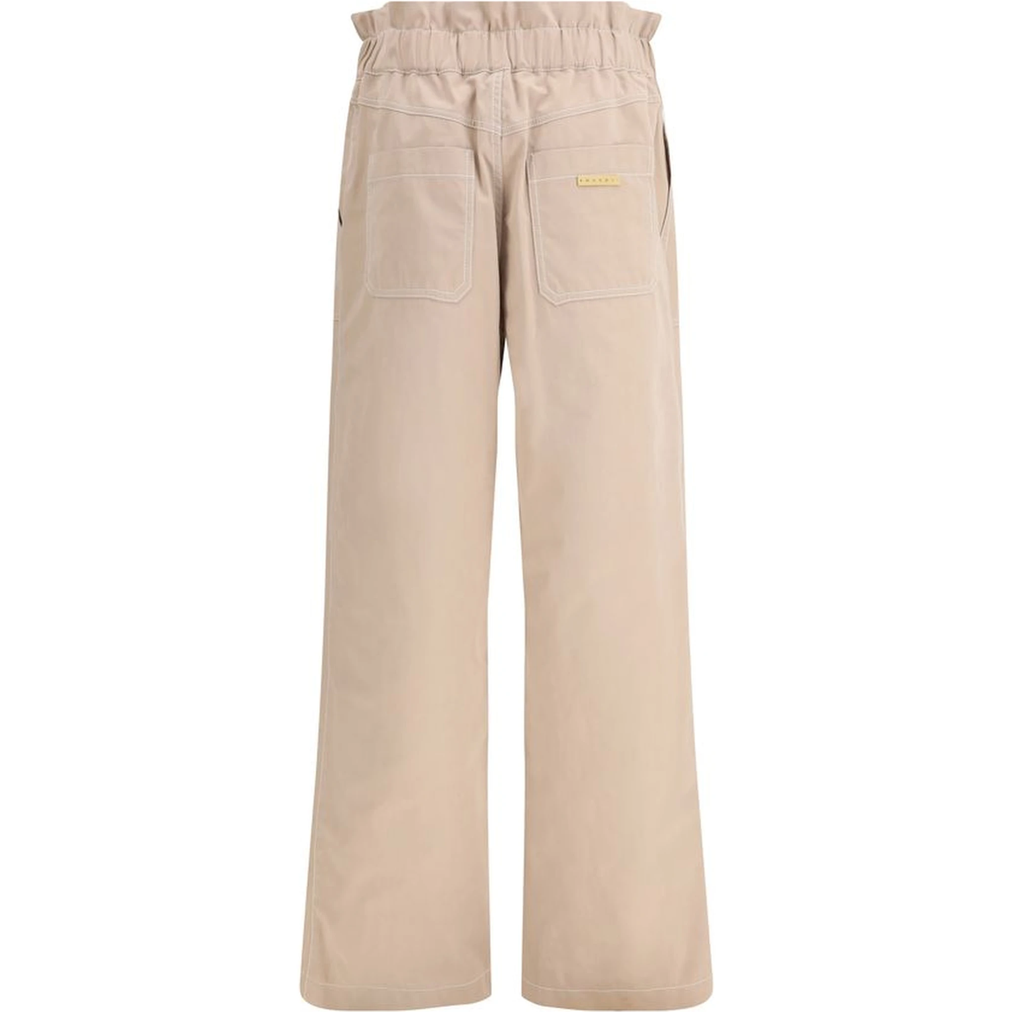 Beige Cotton Casual Pants