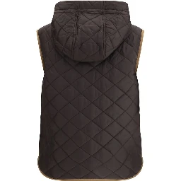 Brown Nylon Sleveless Jacket