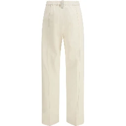 Cream Cotton Casual Pants
