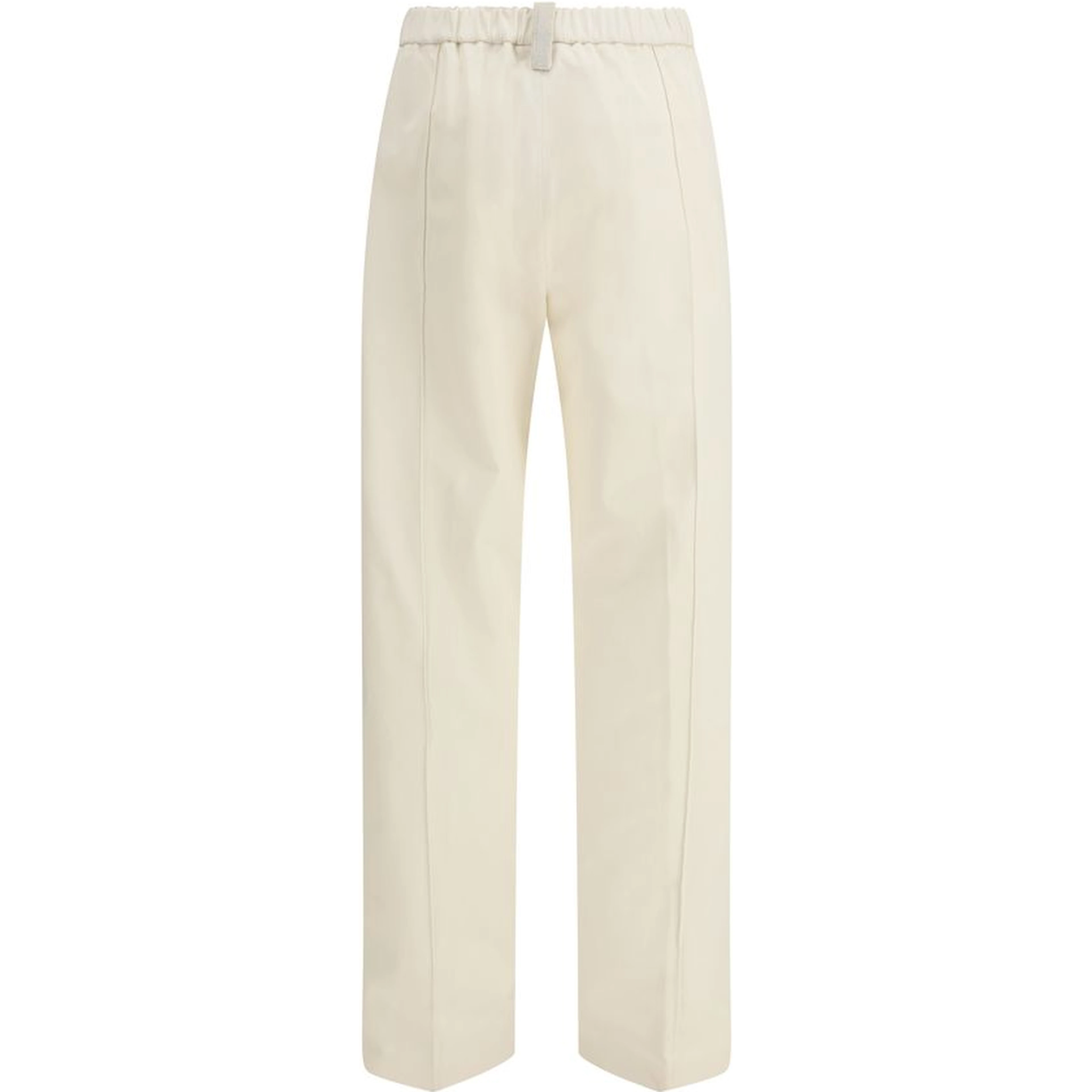 Cream Cotton Casual Pants