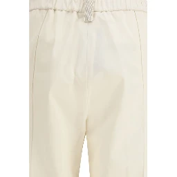 Cream Cotton Casual Pants