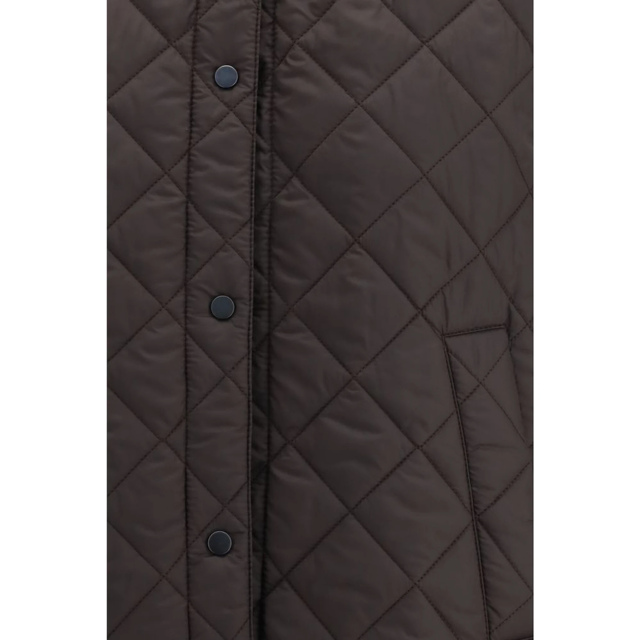 Brown Nylon Sleveless Jacket