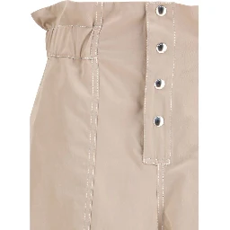 Beige Cotton Casual Pants