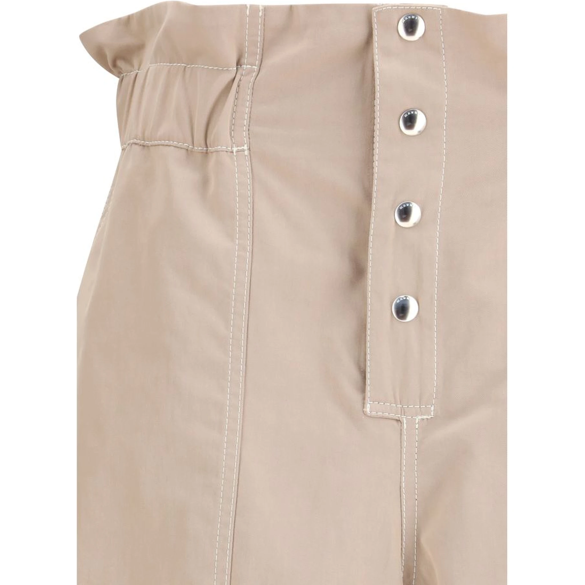 Beige Cotton Casual Pants