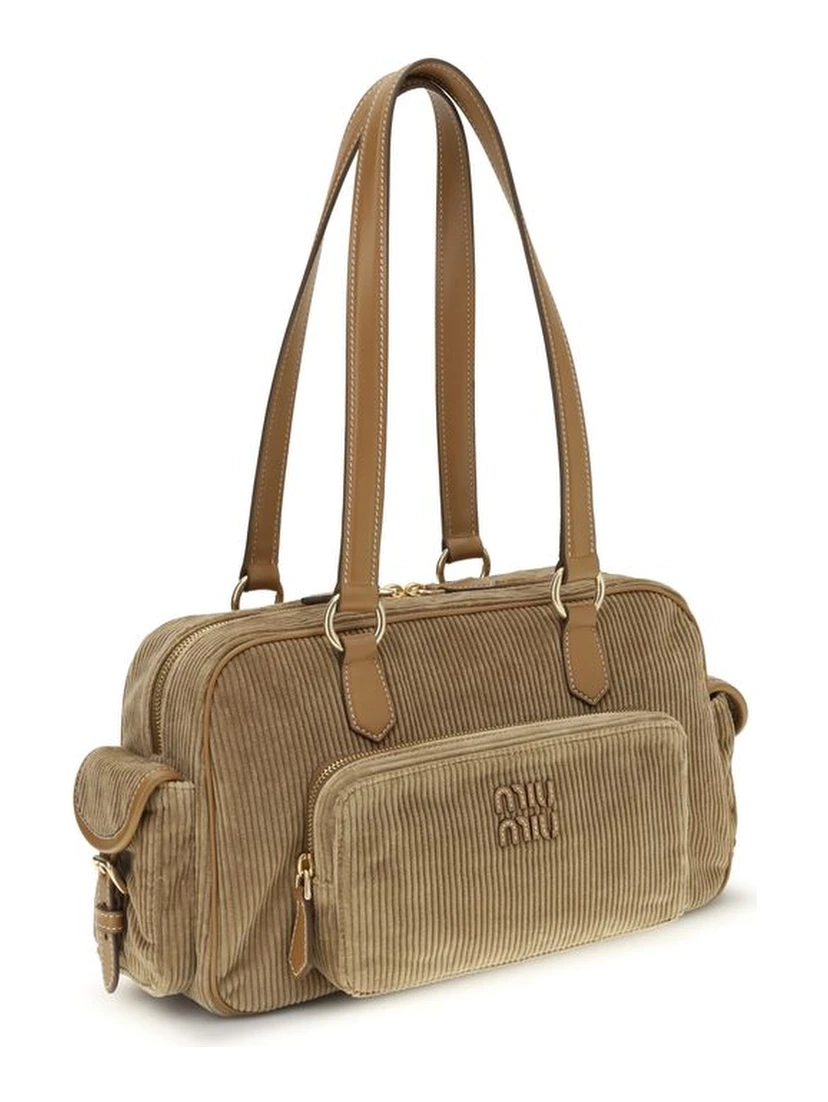Beige Cotton Shoulder Bag