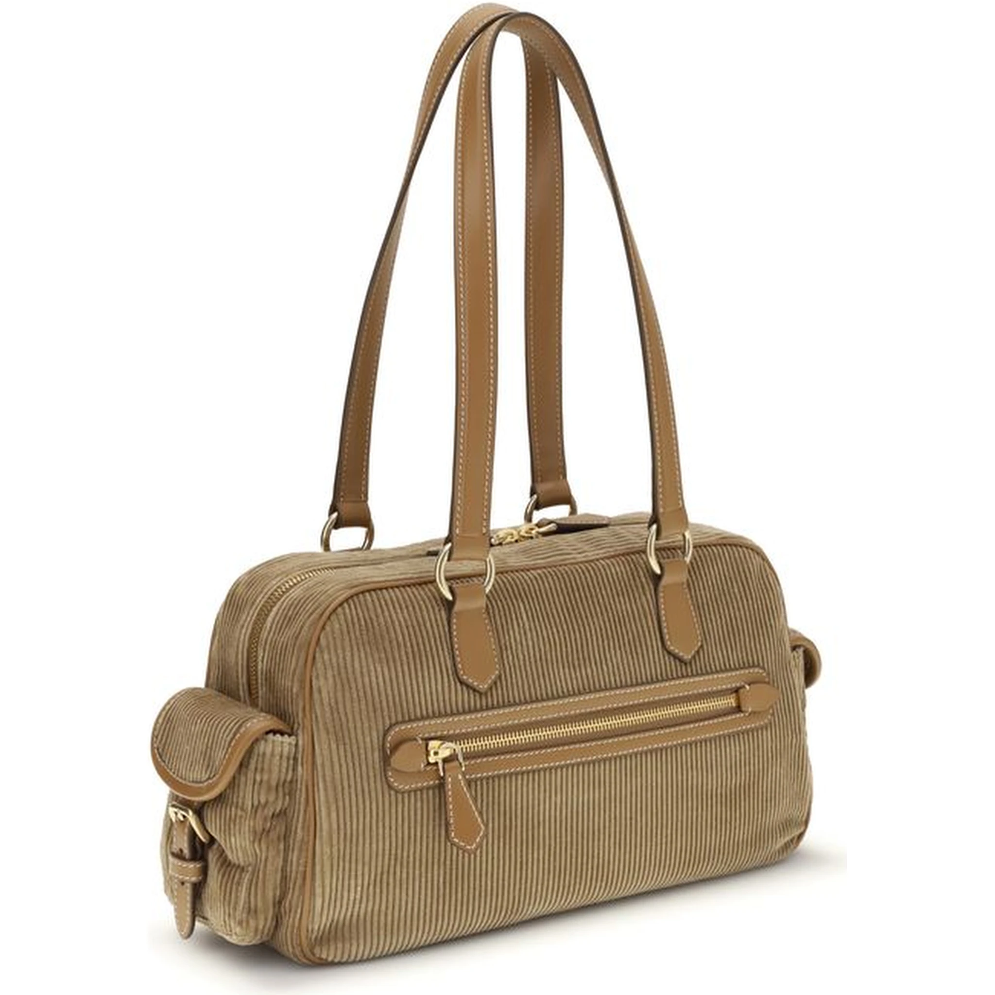 Beige Cotton Shoulder Bag