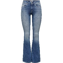Blue Cotton Flared Jeans