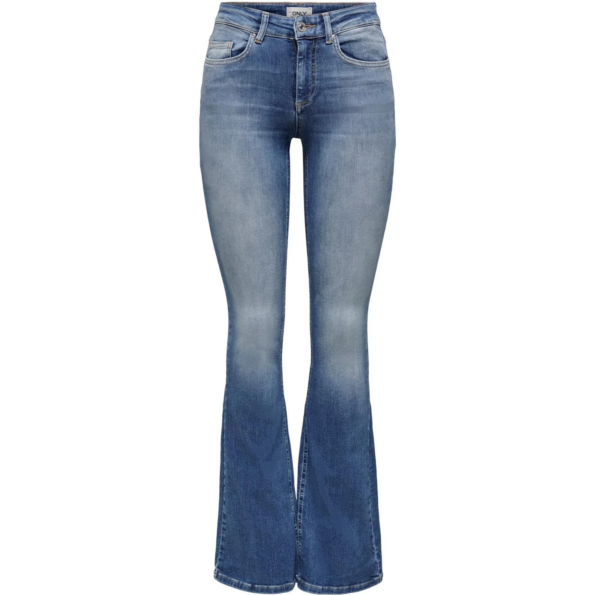 Blue Cotton Flared Jeans
