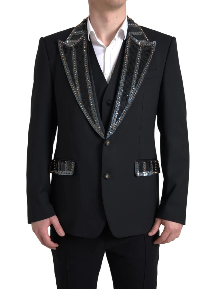 Black Wool Two-Piece Suit