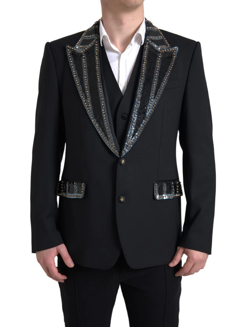 Black Wool Two-Piece Suit
