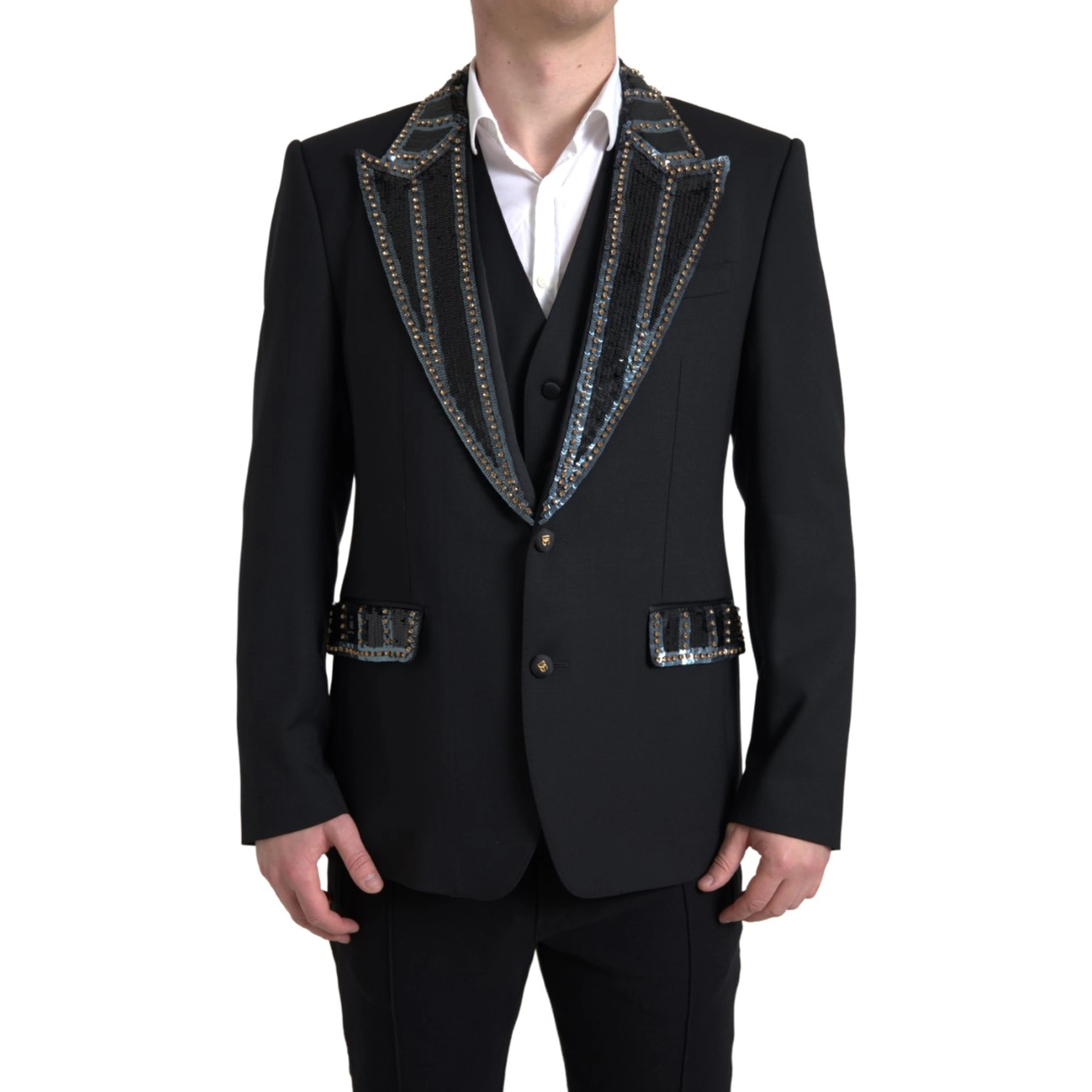 Black Wool Two-Piece Suit