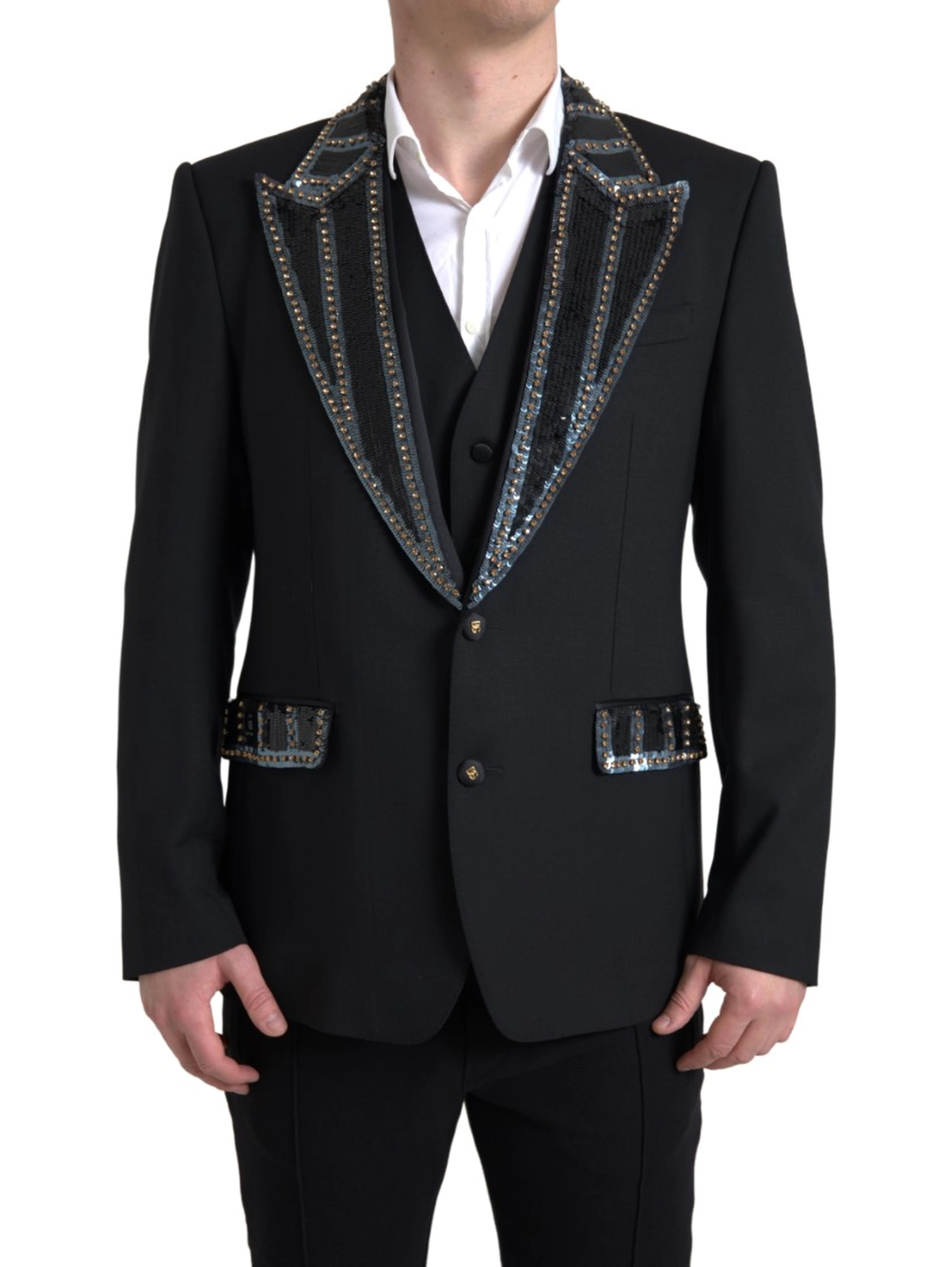Black Wool Two-Piece Suit