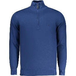 Blue Viscose Men Sweater