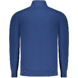 Blue Viscose Men Sweater
