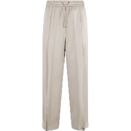 Beige Acetate Casual Pants