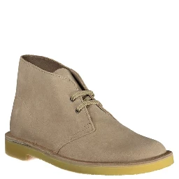 حذاء كاحل من الجلد البيج