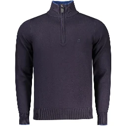 Blue Viscose Men Sweater