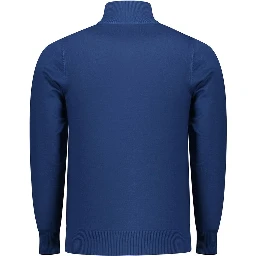 Blue Viscose Men Sweater