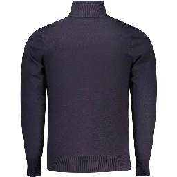 Blue Viscose Men Sweater