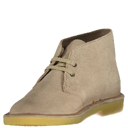 حذاء كاحل من الجلد البيج