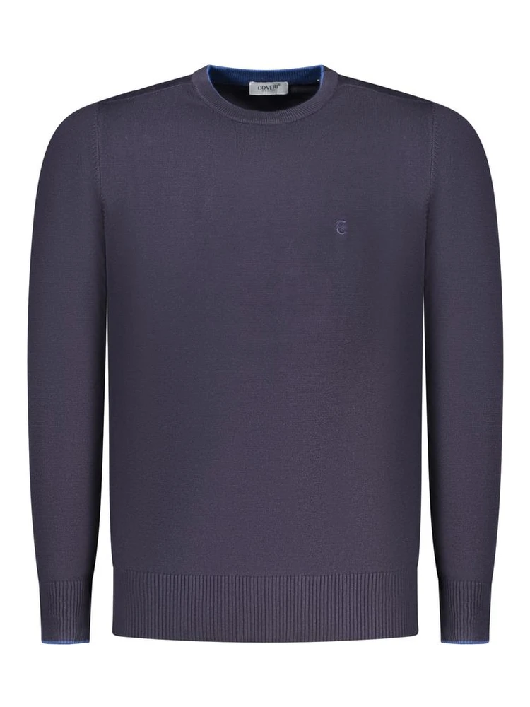 Blu Viscosa Uomo Maglia