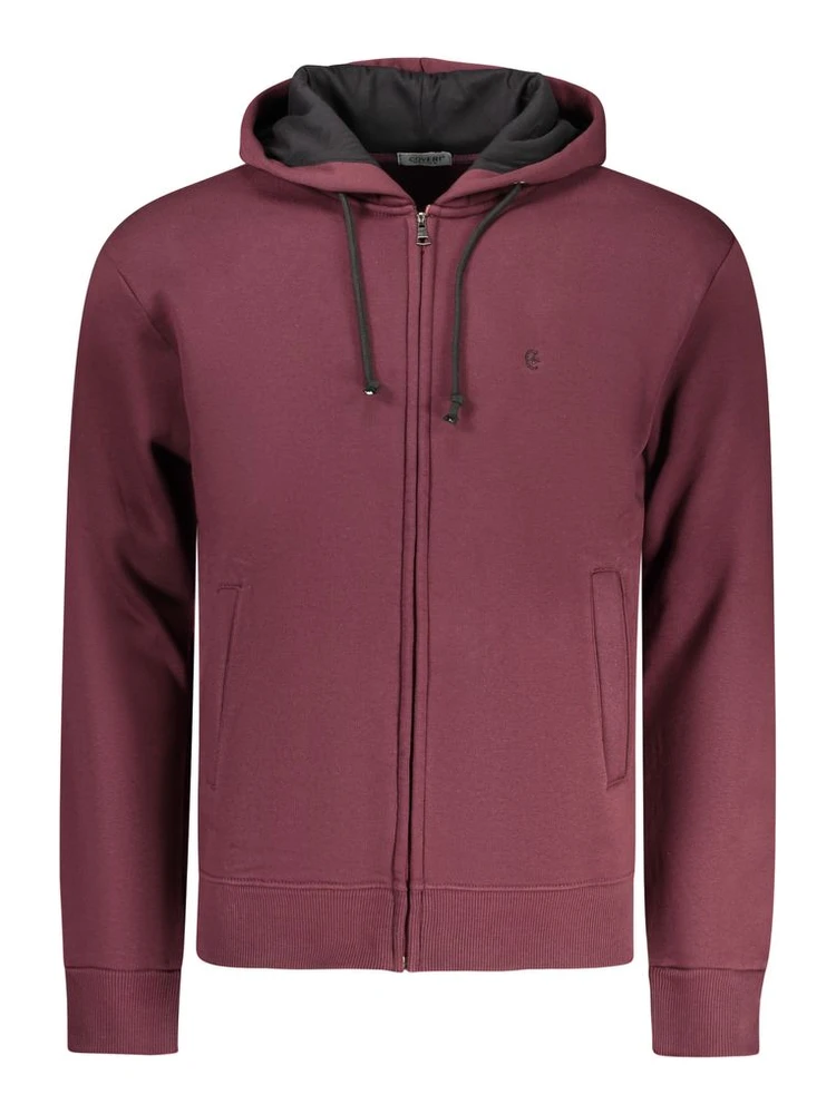 Red Cotton Men's Hooded Sweatshirt