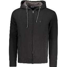 Black Cotton Men's Hooded Sweatshirt