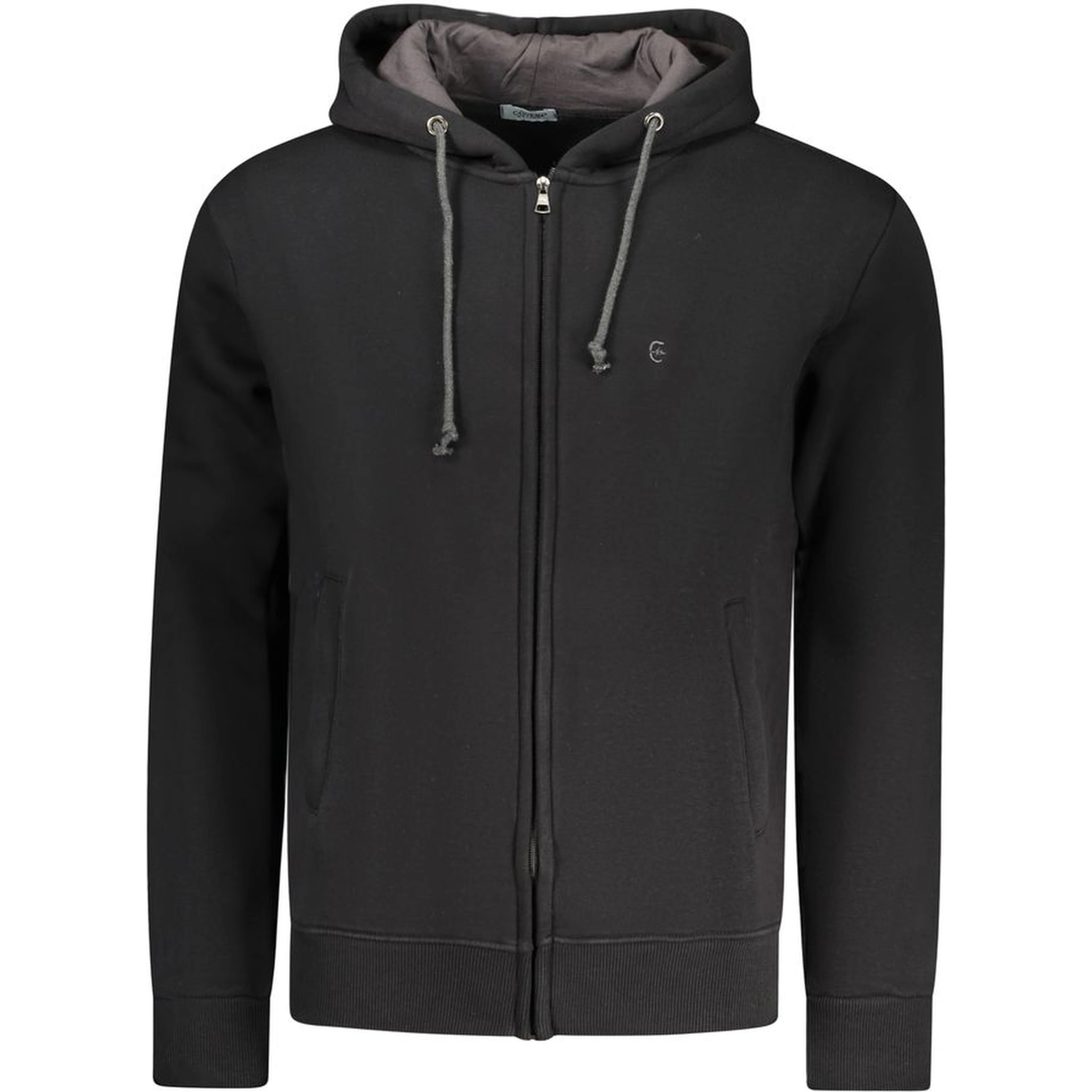Black Cotton Men's Hooded Sweatshirt